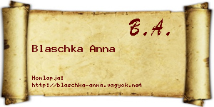 Blaschka Anna névjegykártya